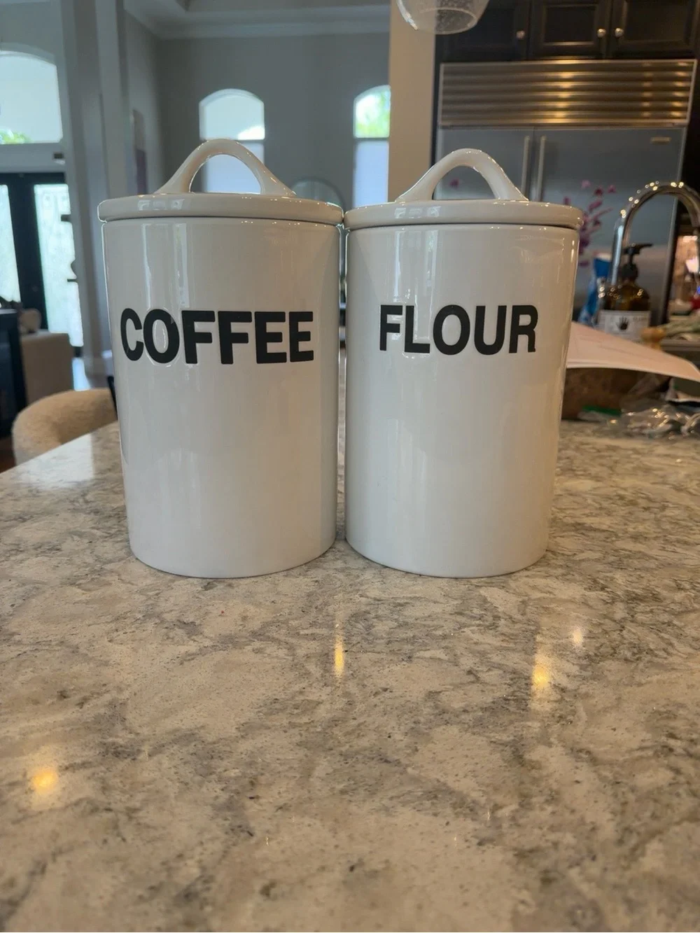 Ceramic Coffee & Flour Canister Set - White